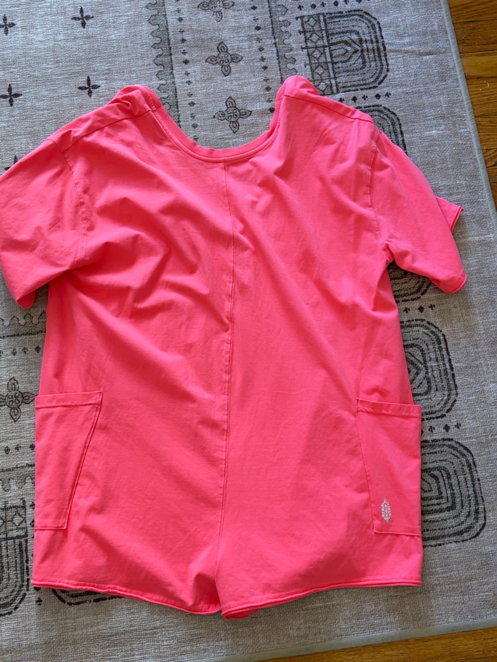 Free People Bright Pink Short Sleeve Jumper with Pockets